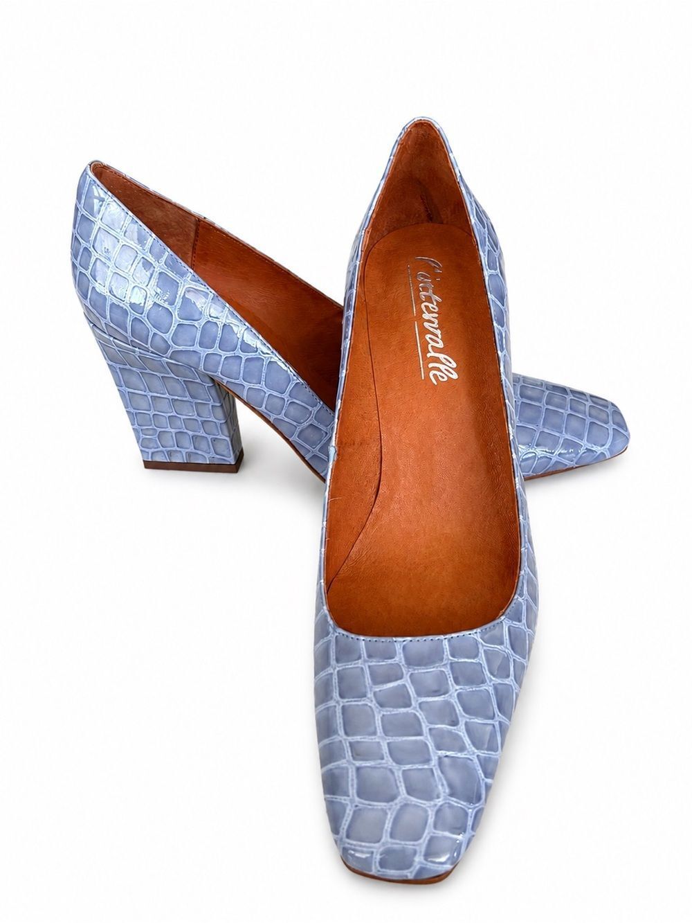 L’Intervalle Blue Croc Embossed Leather Pumps EU 41 Made in Spain